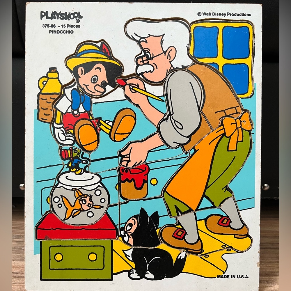Playskool and Disney Pinocchio and Geppetto Wooden Puzzle